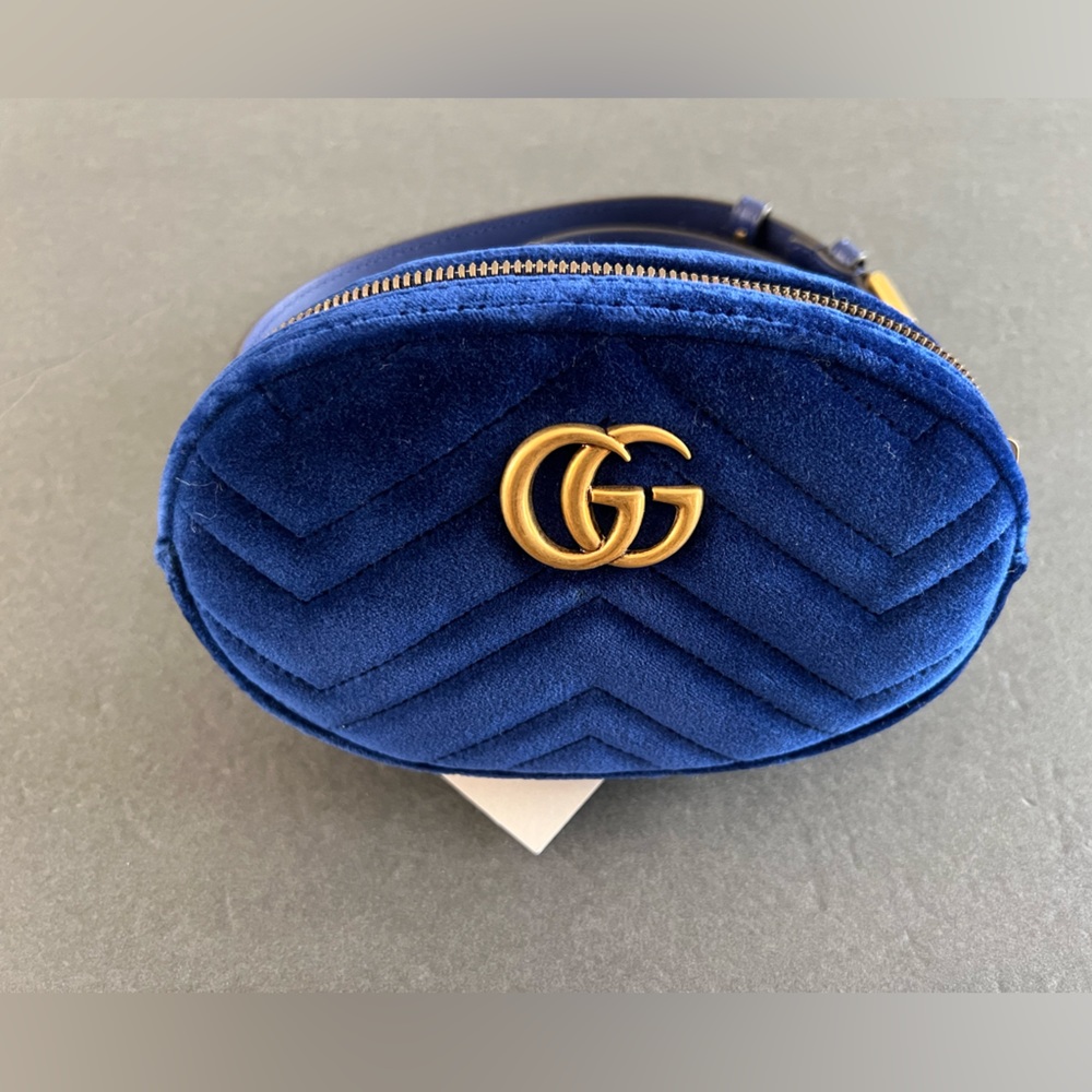 Gucci Marmont Chevron Velvet Belt Bag